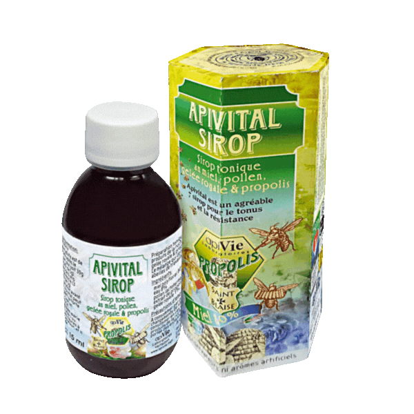 Apivital - Sirop miel, pollen, gelée royale, et propolis 150ml