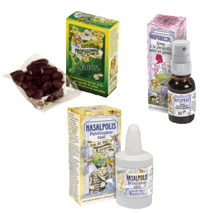 Lot promotionnel: Nasalpolis 15ml + Propobuccal 15ml + Propogomme menthe & eucalyptus 45g - apivie